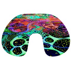 Psychedelic Blacklight Drawing Shapes Art Travel Neck Pillow by Modalart