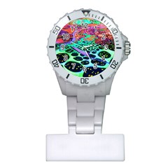 Psychedelic Blacklight Drawing Shapes Art Plastic Nurses Watch by Modalart