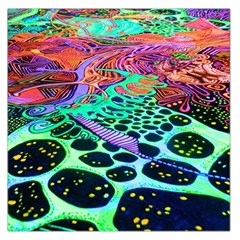 Psychedelic Blacklight Drawing Shapes Art Square Satin Scarf (36  X 36 ) by Modalart