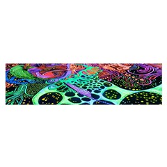 Psychedelic Blacklight Drawing Shapes Art Oblong Satin Scarf (16  X 60 ) by Modalart