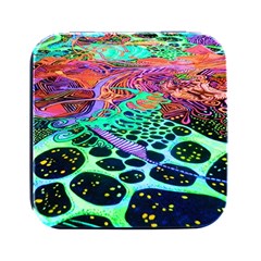 Psychedelic Blacklight Drawing Shapes Art Square Metal Box (black)