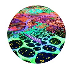 Psychedelic Blacklight Drawing Shapes Art Mini Round Pill Box by Modalart