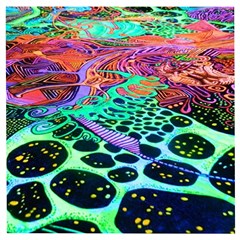 Psychedelic Blacklight Drawing Shapes Art Wooden Puzzle Square by Modalart