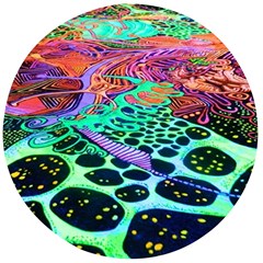 Psychedelic Blacklight Drawing Shapes Art Wooden Bottle Opener (round) by Modalart