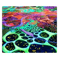 Psychedelic Blacklight Drawing Shapes Art Premium Plush Fleece Blanket (small) by Modalart