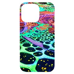 Psychedelic Blacklight Drawing Shapes Art Iphone 14 Pro Max Black Uv Print Case by Modalart