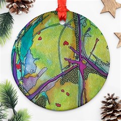 Green Peace Sign Psychedelic Trippy Ornament (round) by Modalart