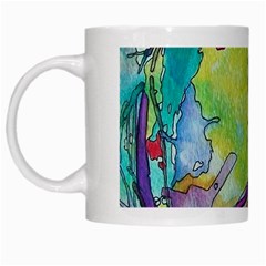 Green Peace Sign Psychedelic Trippy White Mug by Modalart