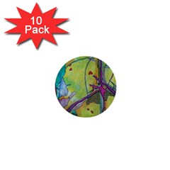 Green Peace Sign Psychedelic Trippy 1  Mini Buttons (10 Pack)  by Modalart