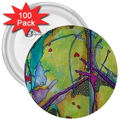 Green Peace Sign Psychedelic Trippy 3  Buttons (100 Pack) 