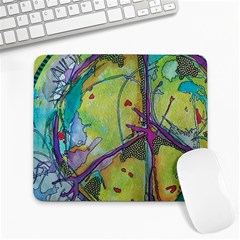 Green Peace Sign Psychedelic Trippy Large Mousepad by Modalart