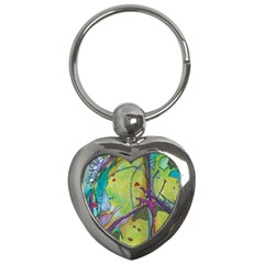 Green Peace Sign Psychedelic Trippy Key Chain (heart) by Modalart