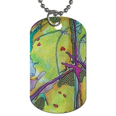 Green Peace Sign Psychedelic Trippy Dog Tag (one Side) by Modalart