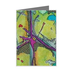 Green Peace Sign Psychedelic Trippy Mini Greeting Card by Modalart