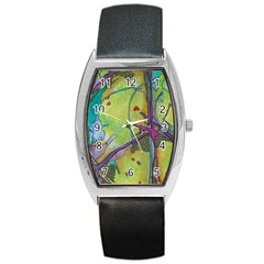 Green Peace Sign Psychedelic Trippy Barrel Style Metal Watch by Modalart