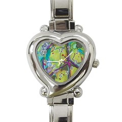 Green Peace Sign Psychedelic Trippy Heart Italian Charm Watch by Modalart