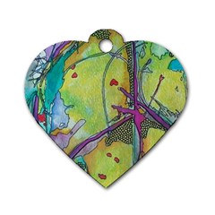 Green Peace Sign Psychedelic Trippy Dog Tag Heart (one Side) by Modalart