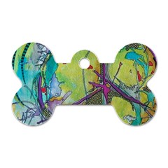 Green Peace Sign Psychedelic Trippy Dog Tag Bone (two Sides) by Modalart