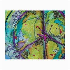 Green Peace Sign Psychedelic Trippy Small Glasses Cloth (2 Sides) by Modalart