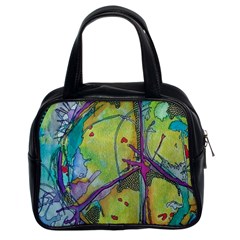 Green Peace Sign Psychedelic Trippy Classic Handbag (two Sides) by Modalart