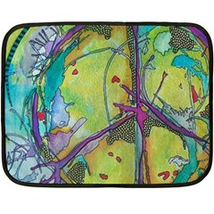 Green Peace Sign Psychedelic Trippy Two Sides Fleece Blanket (mini) by Modalart