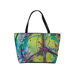 Green Peace Sign Psychedelic Trippy Classic Shoulder Handbag by Modalart