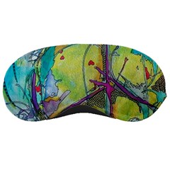 Green Peace Sign Psychedelic Trippy Sleep Mask by Modalart