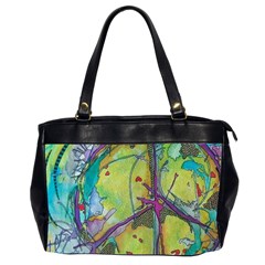 Green Peace Sign Psychedelic Trippy Oversize Office Handbag (2 Sides) by Modalart