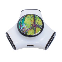 Green Peace Sign Psychedelic Trippy 3-port Usb Hub by Modalart