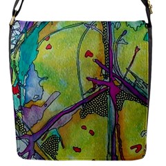 Green Peace Sign Psychedelic Trippy Flap Closure Messenger Bag (s) by Modalart