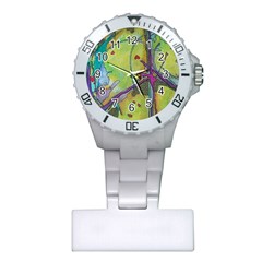 Green Peace Sign Psychedelic Trippy Plastic Nurses Watch by Modalart