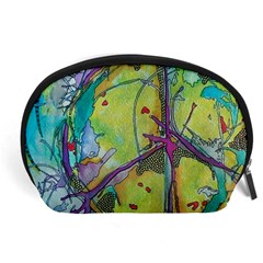 Green Peace Sign Psychedelic Trippy Accessory Pouch (large) by Modalart