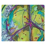 Green Peace Sign Psychedelic Trippy Two Sides Premium Plush Fleece Blanket (Small) 50 x40  Blanket Front