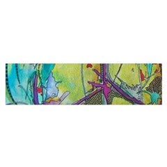 Green Peace Sign Psychedelic Trippy Oblong Satin Scarf (16  X 60 ) by Modalart