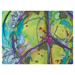 Green Peace Sign Psychedelic Trippy Premium Plush Fleece Blanket (extra Small) by Modalart