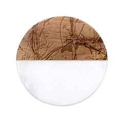 Green Peace Sign Psychedelic Trippy Classic Marble Wood Coaster (round)  by Modalart