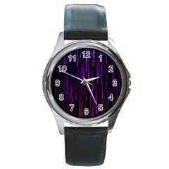 Stars Are Falling Electric Abstract Round Metal Watch by Modalart