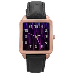 Stars Are Falling Electric Abstract Rose Gold Leather Watch  by Modalart