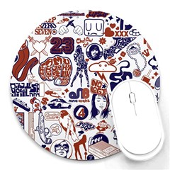 Artistic Psychedelic Doodle Round Mousepad by Modalart