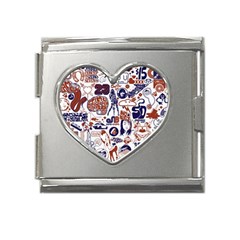 Artistic Psychedelic Doodle Mega Link Heart Italian Charm (18mm)