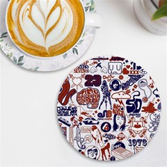 Artistic Psychedelic Doodle Uv Print Round Tile Coaster by Modalart