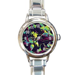 Artistic Psychedelic Abstract Round Italian Charm Watch