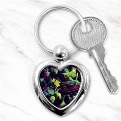 Artistic Psychedelic Abstract Key Chain (heart) by Modalart