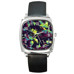 Artistic Psychedelic Abstract Square Metal Watch