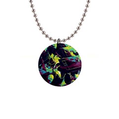 Artistic Psychedelic Abstract 1  Button Necklace by Modalart