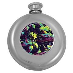 Artistic Psychedelic Abstract Round Hip Flask (5 Oz) by Modalart