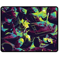 Artistic Psychedelic Abstract Two Sides Fleece Blanket (medium) by Modalart