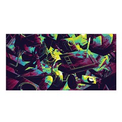 Artistic Psychedelic Abstract Satin Shawl 45  X 80  by Modalart