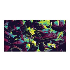 Artistic Psychedelic Abstract Satin Wrap 35  X 70  by Modalart