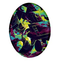 Artistic Psychedelic Abstract Oval Glass Fridge Magnet (4 Pack) by Modalart